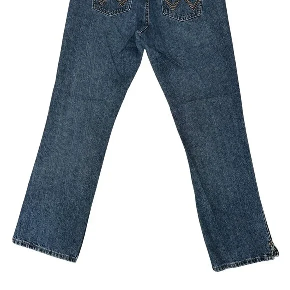 Wrangler Straight Leg Juniors Womens Jeans 11 12 32 Medium Wash Pockets Logo - Picture 7 of 8